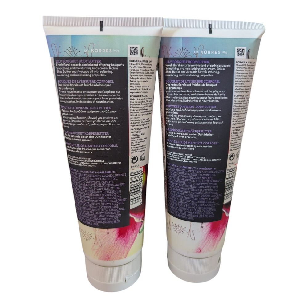 2X Korres LILY BOUQUET Body Butter Moisturizing Cream 7.95 oz Set Of Two New - Picture 2 of 2